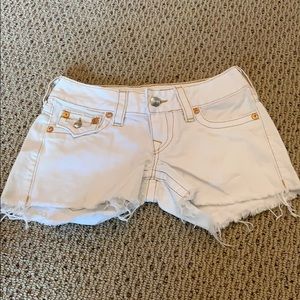 true religion white denim shorts size 26
